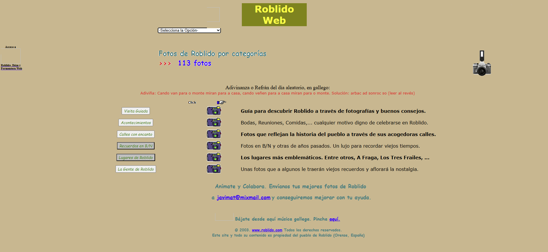 Web de Roblido en 2003